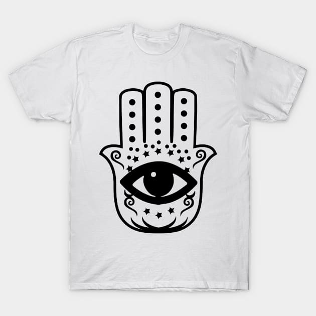 Hamsa Hand Evil Eye T-Shirt by livania